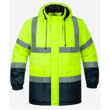 Куртка сигнальная утепленная рабочая WINTER FLASH желтая Hi-Viz / темно-синяя