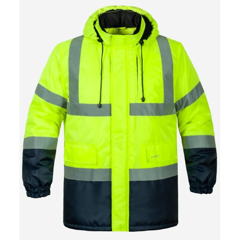 Куртка сигнальная утепленная рабочая WINTER FLASH желтая Hi-Viz / темно-синяя