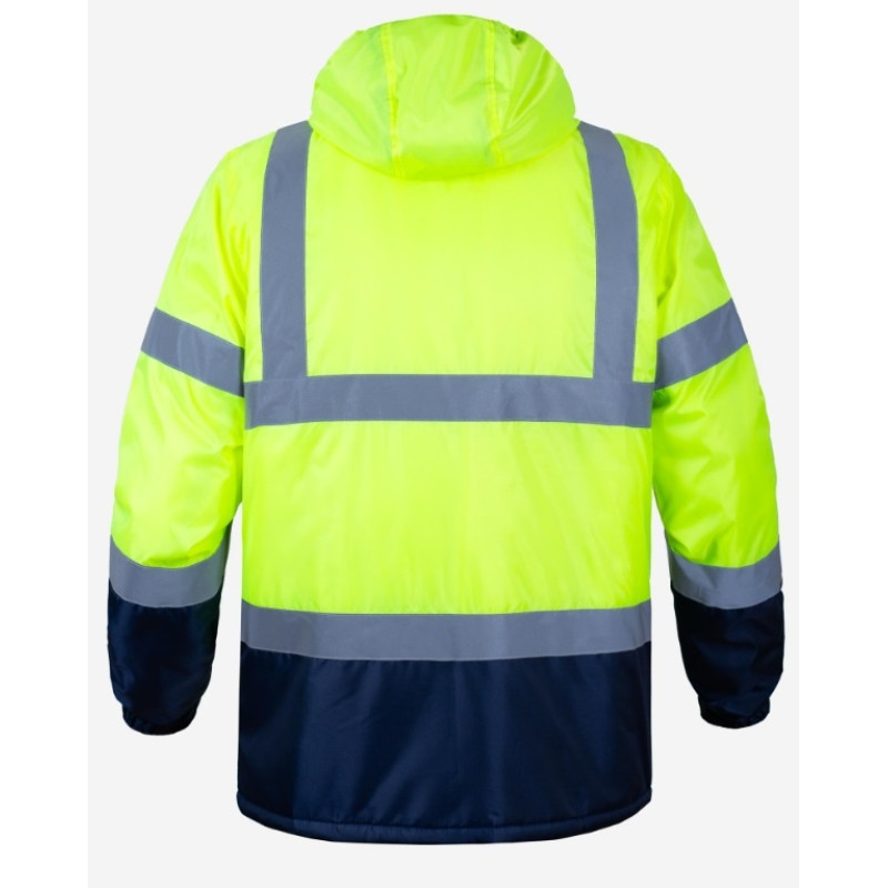 Куртка сигнальная утепленная рабочая WINTER FLASH желтая Hi-Viz / темно-синяя